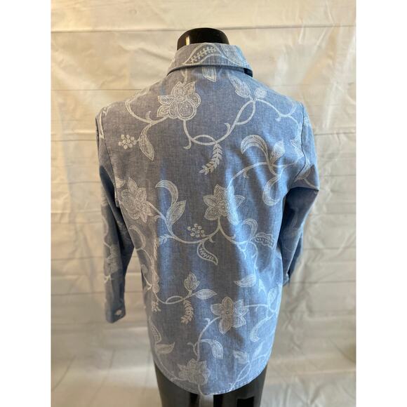 Russ French Floral Button Down Long Sleeve Shirt Union Made Women’s Large? *READ - Picture 6 of 7